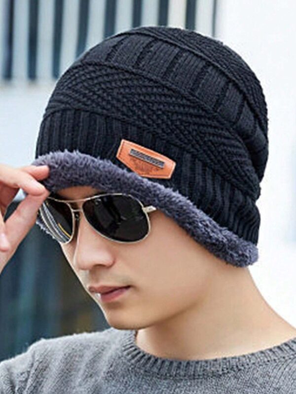 head & neck cap beanies combo woolen winter beanie cap with neck warmer muffler for men and women dark blue