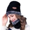 head & neck cap beanies combo woolen winter beanie cap with neck warmer muffler for men and women dark blue