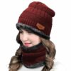 head & neck cap beanies combo woolen winter beanie cap with neck warmer muffler for men and women dark blue