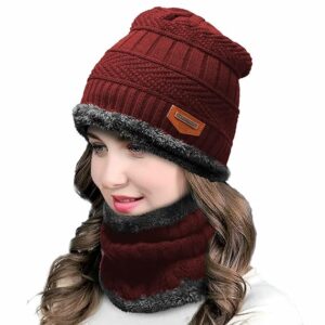 head & neck cap beanies combo woolen winter beanie cap with neck warmer muffler for men and women dark blue