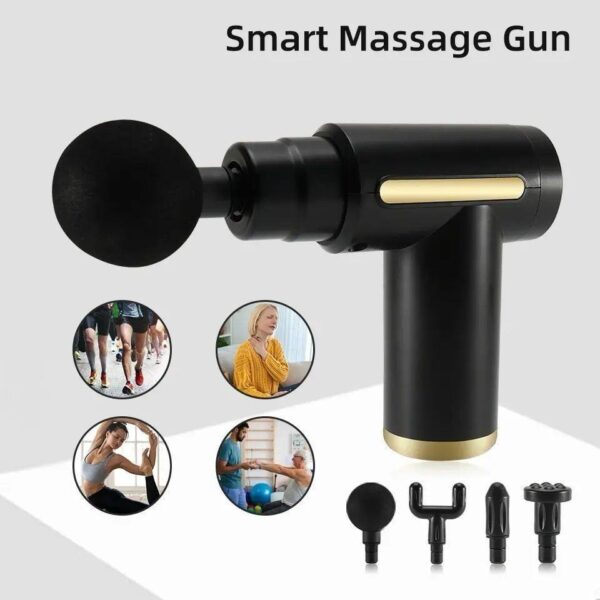 professional smart percussion massage gun – high intensity deep tissue muscle massager with 4 interchangeable heads